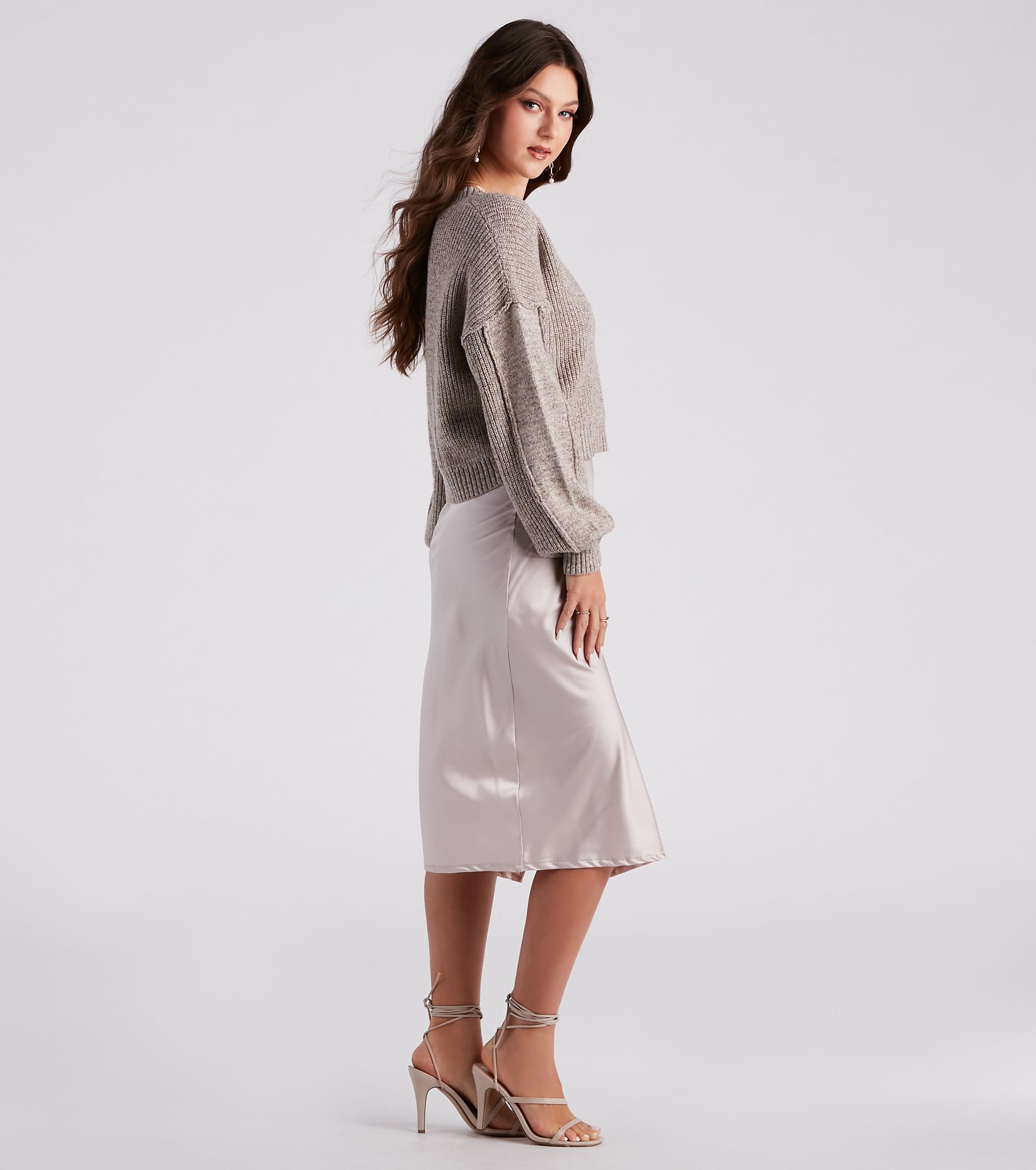 In Satin Slip Midi Dress