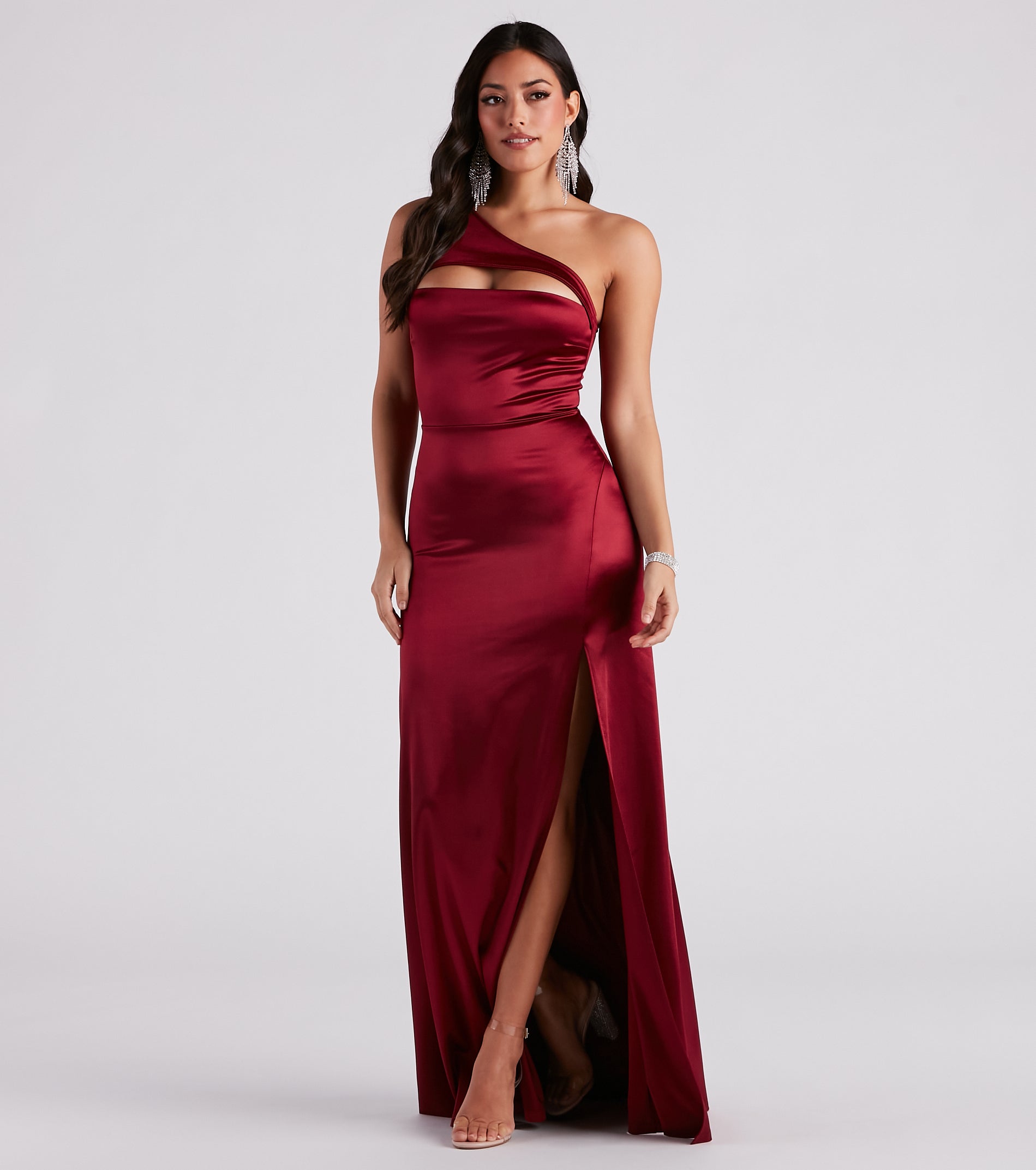 Formal Satin One Shoulder A-Line Dress